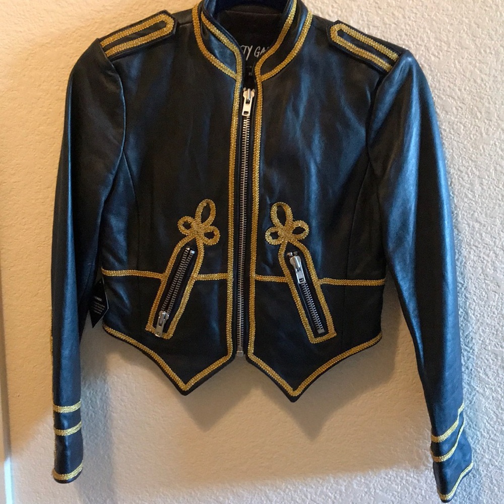 NWT Nasty Gal Black Leather Jacket sz XS